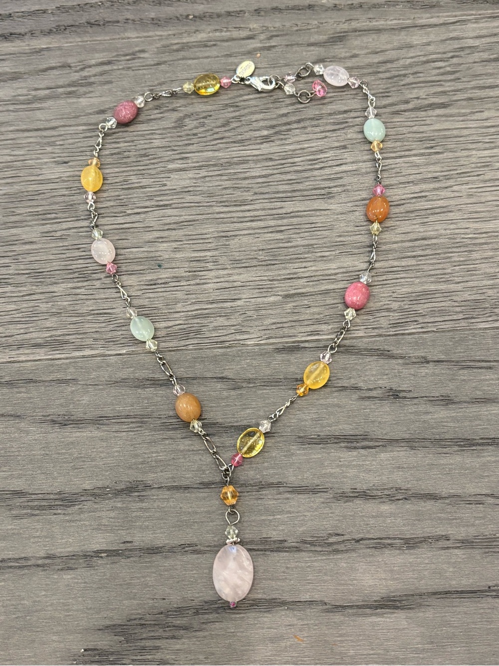 Express Multicolor Beaded Y-Necklace with Rose Pendant - Picture 6 of 7